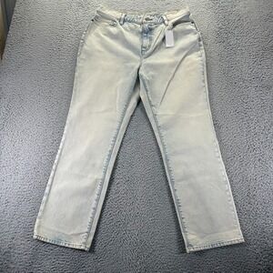 Lands' End Jeans Women's 14 Blue Cotton Denim Straight Leg High‎ Rise Workwear